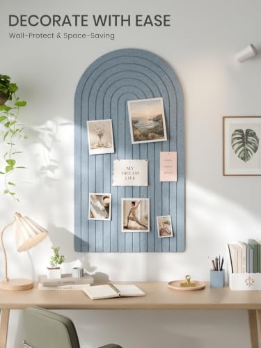 Large Arched Felt Bulletin Board 47.2''×25.5'', Dusty Blue