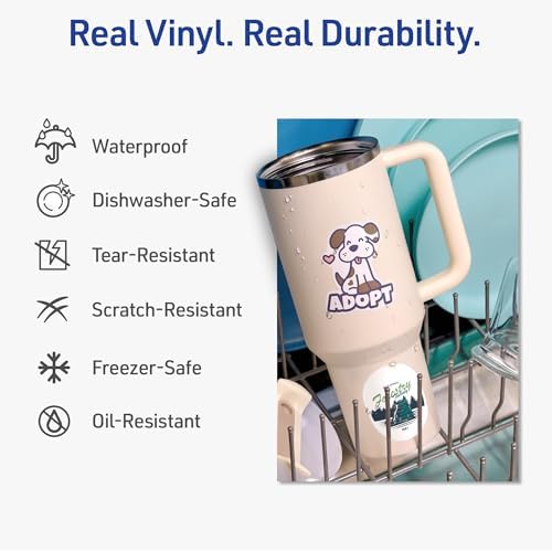 Avery Printable Vinyl Sticker Paper, 8-1/2" x 11", Matte White, Permanent Adhesive, Laser Printer Compatible, 7 Sheets Total, Ideal for Decal Stickers, Giveaways, Decals for Water Bottles, and More