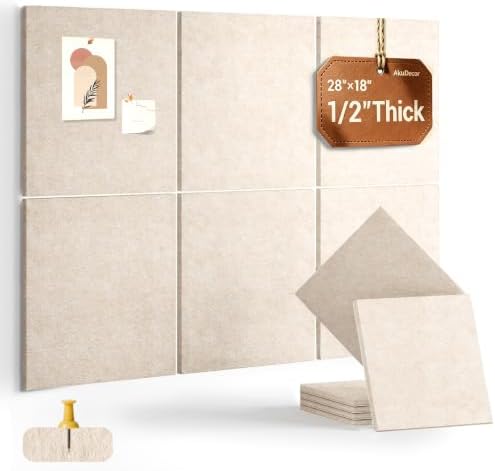 28" x 18" Felt Bulletin Board Tiles 1/2" Thick, Beige