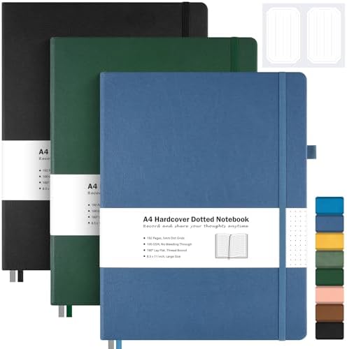 Dotted Journal, 8.5" x 11" Hardcover Leather Notebook, No Bleed Thick Paper