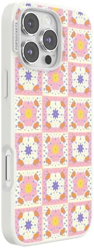 PopSockets iPhone 16 Pro Max Phone Case w/MagSafe Grip- Desert Crochet | Magnetic, Wireless Charging, Camera & Drop Protection, Western, Boho, Aesthetic, iPad, Removable, Popper