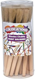Colorations Classic Wooden Chubby Brushes Set of 24, Ages 2+ | Kids, All-Purpose Paint Brushes, Use for Arts & Crafts Projects & All Types of Mediums