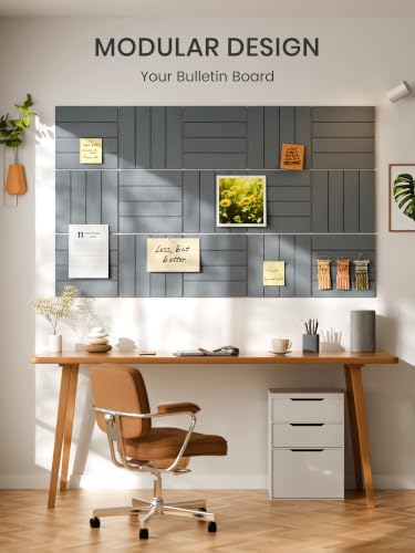 Bumusty 36" x 24" Large Cork Board Alternative, Blue Gray