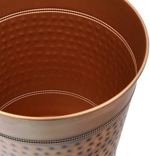 happimess Riley 2 Gal Hammered Steel Bin 10" H, Antique Copper, Set of 2