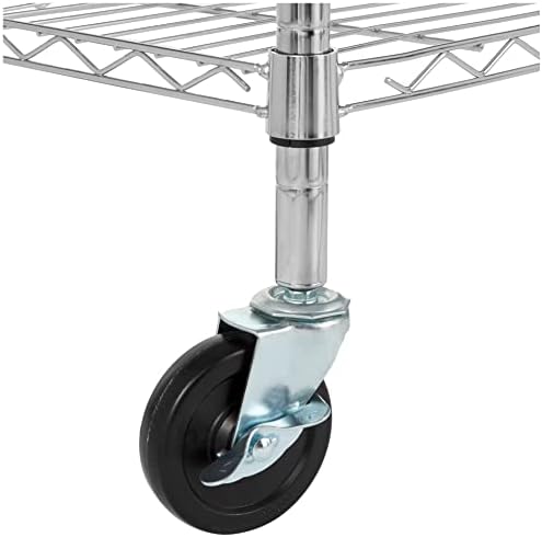 Amazon Basics 5-Shelf Adjustable, Heavy Duty Storage Shelving Unit on 4" Wheel Casters, Easy to Move Portable Wire Shelving, No Tools Needed for Easy Assembly, 30" x 14" x 64.8", Chrome