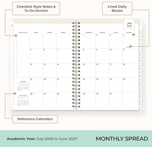 Blue Sky 2026-2027 Weekly & Monthly Academic Planner, 5.9"x8.6" Floral Mint