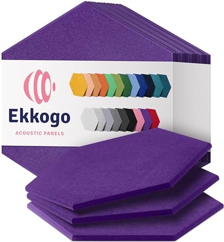 Acoustic Panels 12-Pack Soundproof Wall Panels 12"X10.4"X0.4" Sound Panels High Density Sound Dampening Panels - [Midnight Purple Hexagon]