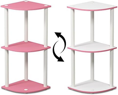 Furinno Turn-N-Tube Toolless Assembly 3-Tier Storage Shelves, Pink