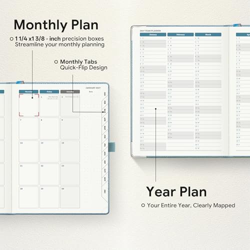 Planner 2026-2027 Weekly & Monthly Planner with Hourly Time Slots, 18 Month Academic Calendar July 2026 – Dec 2027, Vertical Layout, Monthly Tabs, Hardcover Business Agenda, Sky Blue