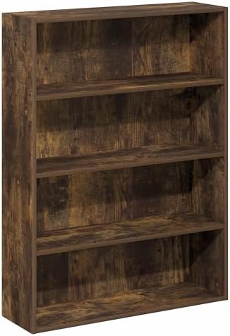 Furinno PASIR Book Shelf, 4-Tier Bookshelf with Open Storage Shelf, Standing Bookcase, 9.3 x 31.3 x 41.8, Easy Assembly, for Home Office, Bedroom, Living Room, Amber Pine