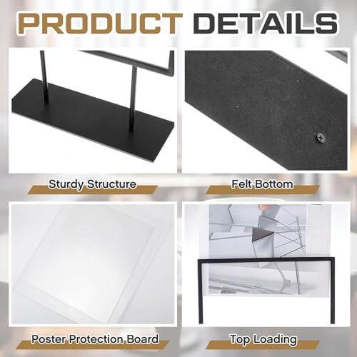 Zhengmy 2 Pack Tabletop Sign Holder, 11" w × 8.5" h, Landscape, Black
