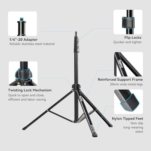 SMALLRIG RA-S200 Photography Light Stand, 6.6ft Aluminum Lighting Tripod