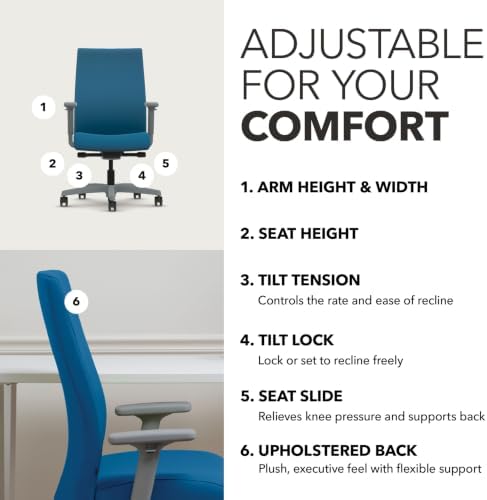 HON Ignition 2.0 Ergonomic Office Chair, Lumbar Support, Peacock