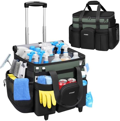 Ytonet Cleaning Caddy with Wheels, Extra Large Rolling Cleaning Caddy Bag