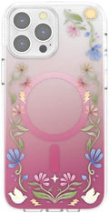 PopSockets iPhone 13 Pro Max Phone Case with MagSafe, Wireless Charging Compatible, Disney - Boho Wildflowers Maroon