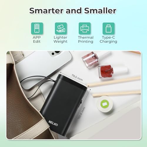 Nelko P21 Label Maker Machine with Tape, Bluetooth Label Printer, Black