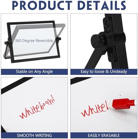 AmazingSpark 6Pcs Small Dry Erase White Board with Stand 6x8'', Black Frame