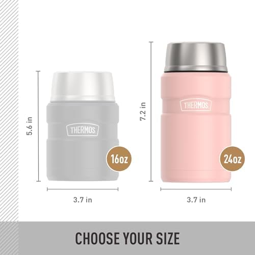 THERMOS Stainless King Food Jar with Bowl, 24oz, Matte Pink