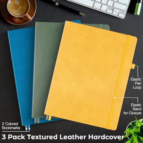 College Ruled Notebook, Large A4 Hardcover Leather Journal for Women Men