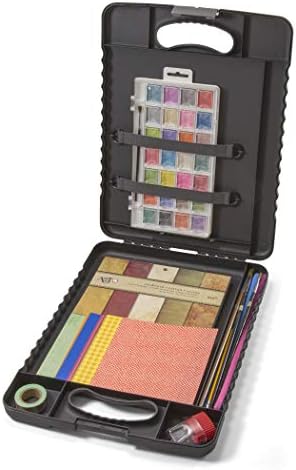 Officemate Deluxe Tablet Clipboard Case, Letter and A4 Size, Interior Organizer Compartments, Tablet Holder Straps, Carry Handle, Charcoal
