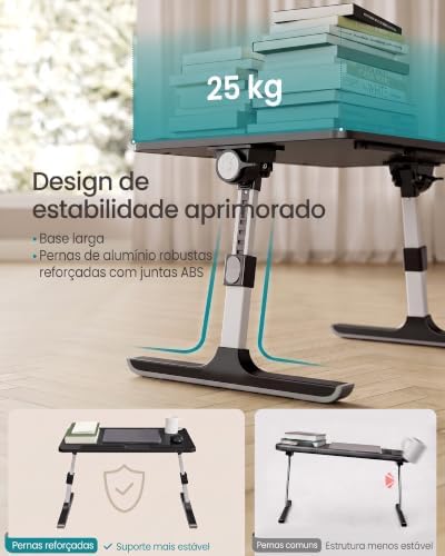 SONGMICS Laptop Bed Desk, Adjustable Lap Desk for Bed with 8 Heights