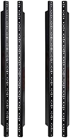 Sound Town 4-Pack 12U Steel Rack Rails, with Black Powder Coated Finish and Screws (ST-RR-12UX2)