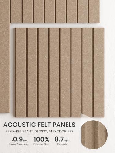 Bumusty 48"x 36" Large Felt Bulletin Board Tiles, Taupe