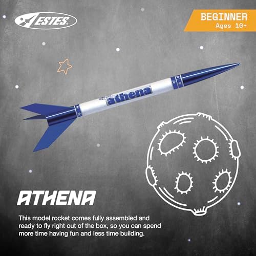Estes 2452 Athena Rocket-Building Kit, Prebuilt Beginner Flying-Rocket Model Kit for Ages 10+, Blue