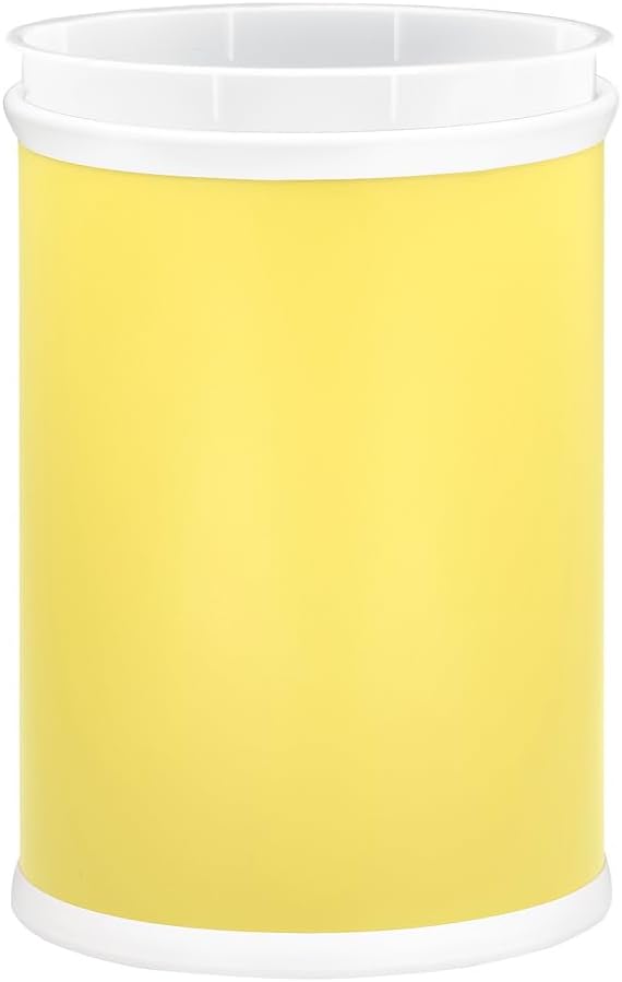 Kraftware Rainbow Oval Wastebasket with Plastic Liner, Adding Color and Fun to the Bathroom and All Other Rooms in the Home or Entertainment Space, 13 Quart Capacity, 2 piece Set, Yellow