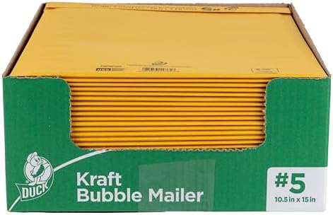 Duck Brand #5 Kraft Bubble Mailer, Manila, 10.5 inch x 15 inch, 25 Pack