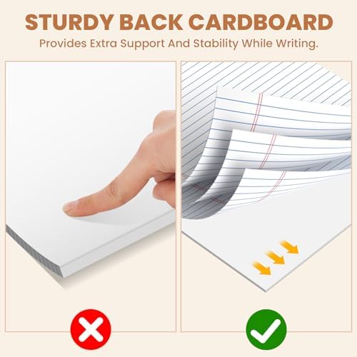 12pcs Legal Pads 8.5 x 11, Perforated White Notepad 8.5x11, 50Sheets/Pad