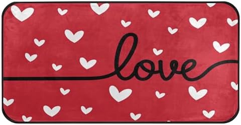 Aslsiy Little Hearts in Red (2) Kitchen Rug Kitchen Mats Valentines Floor Comfort Welcome Washable Non Slip Area Rug for Home Decor 39" X 20"