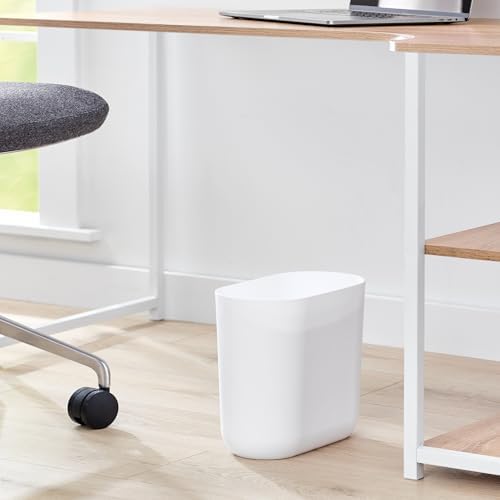 iDesign Small Slim Plastic Bathroom Trash Can, White