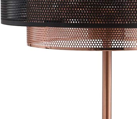 JONATHAN Y Tribeca Double Mesh Drum Table Lamp 19.75" Metal, Copper/Black