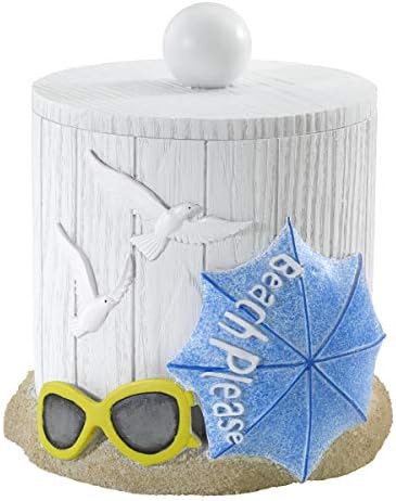 Avanti Linens - Covered Jar, Multipurpose Countertop Organizer, Beach Inspired Bathroom Decor (Beach Mode Collection)