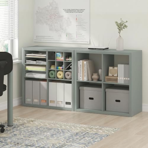 Furinno Cubicle Book Shelf Set of 2, 4-Cube Bookshelf, Sage Green