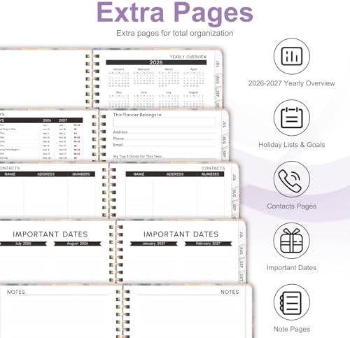 Planner 2026-2027, Weekly and Monthly Academic Year Calendar Planner, July 2026 - June 2027, Daily Agenda Book for Office School Supplies, A5(6.3'' x 8.5'')