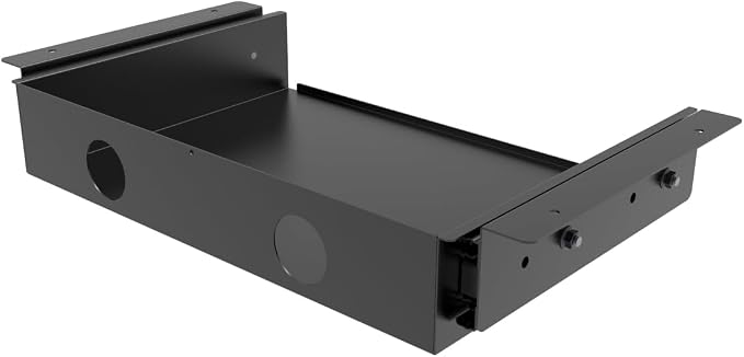 13 inch Under Desk Slide Out Storage Shelf with Cable Managment | Steel Sliding Under Desk Tray Drawer for Standing Desks, Workstations, Cabinet or Gaming
