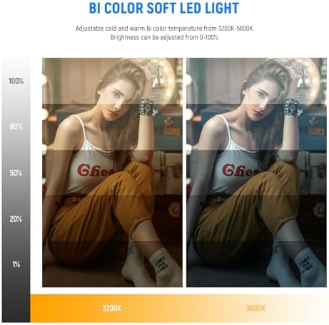 NEEWER 13" LED Video Light Panel, Studio Lighting Kit with Tripod Stand, 20W Bi Color Dimmable Photo Key Light for Streaming Photography Podcast Recording, CRI97+ 2400Lx/0.5m, 29.6Wh Battery, NL-192AI