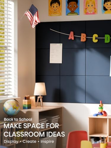 Bumusty 48"x 36" Large Felt Bulletin Board Tiles, Carbon Blue