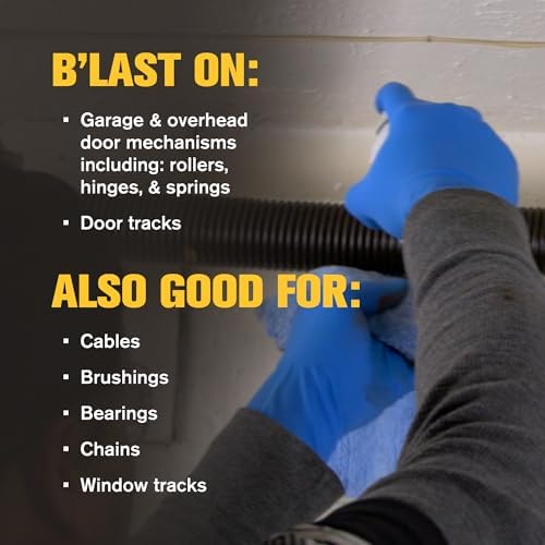 B’Laster Garage Door Lubricant Spray – Premium Silicone Garage Door Lube – Reduces Friction, Quiets Noisy Operation, Tack-Free Formula that Won’t Attract Dust or Dirt – 9.3oz (Case of 12)