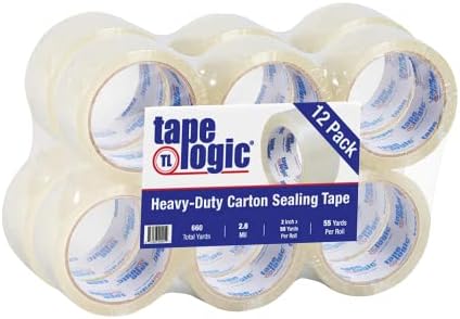 Aviditi Tape Logic 2 Inch x 55 Yards 2.6 Mil Clear, Heavy Duty Acrylic Packing Tape, 12 Pack, Perfect for Packing, Shipping, Moving, Home and Office
