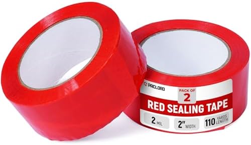 2" x 110 Yards Red Packing Tape, 2 Rolls