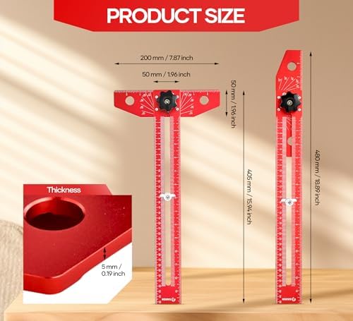 Saker Woodworking Scriber Marking Line Ruler,Aluminum Alloy T-Square