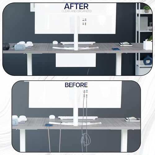 VIVO White 17 inch Extra Deep Cable Management Tray, DESK-AC16-1CW