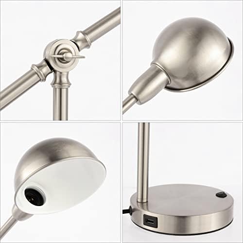 JONATHAN Y Curtis Task Lamp 20.25" Industrial Metal Adjustable USB, Nickel