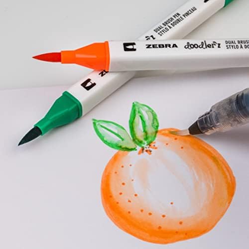 Zebra Pen doodler'z Brush Pen, Assorted, Dual Tip, Brush & Fine Tip, 12-Pk