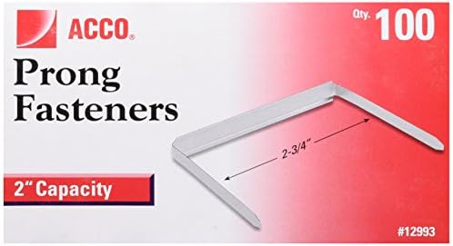 ACCO 2 Inch Capacity Prong Fastener Bases, 2-3/4 Inch Centers, 1 Case, 15 Boxes/Case, 100 Bases/Box (A7012993CS)