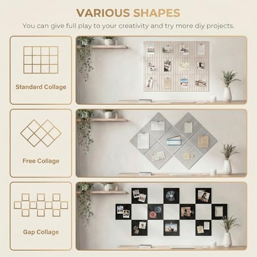 AHEONLAR Felt Bulletin Board 48" x 36", Cork Boards for Walls, 12 Pack Bulletin Board Large Cork Board for Office, Felt Boards with 70 Safe Removable Adhesive Tabs Wall Decor for Home(Light Gray)