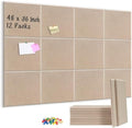 DOLLAR BOSS Felt Cork Board Tiles 48" x 36" Bulletin Board, 12 Pcs Latte